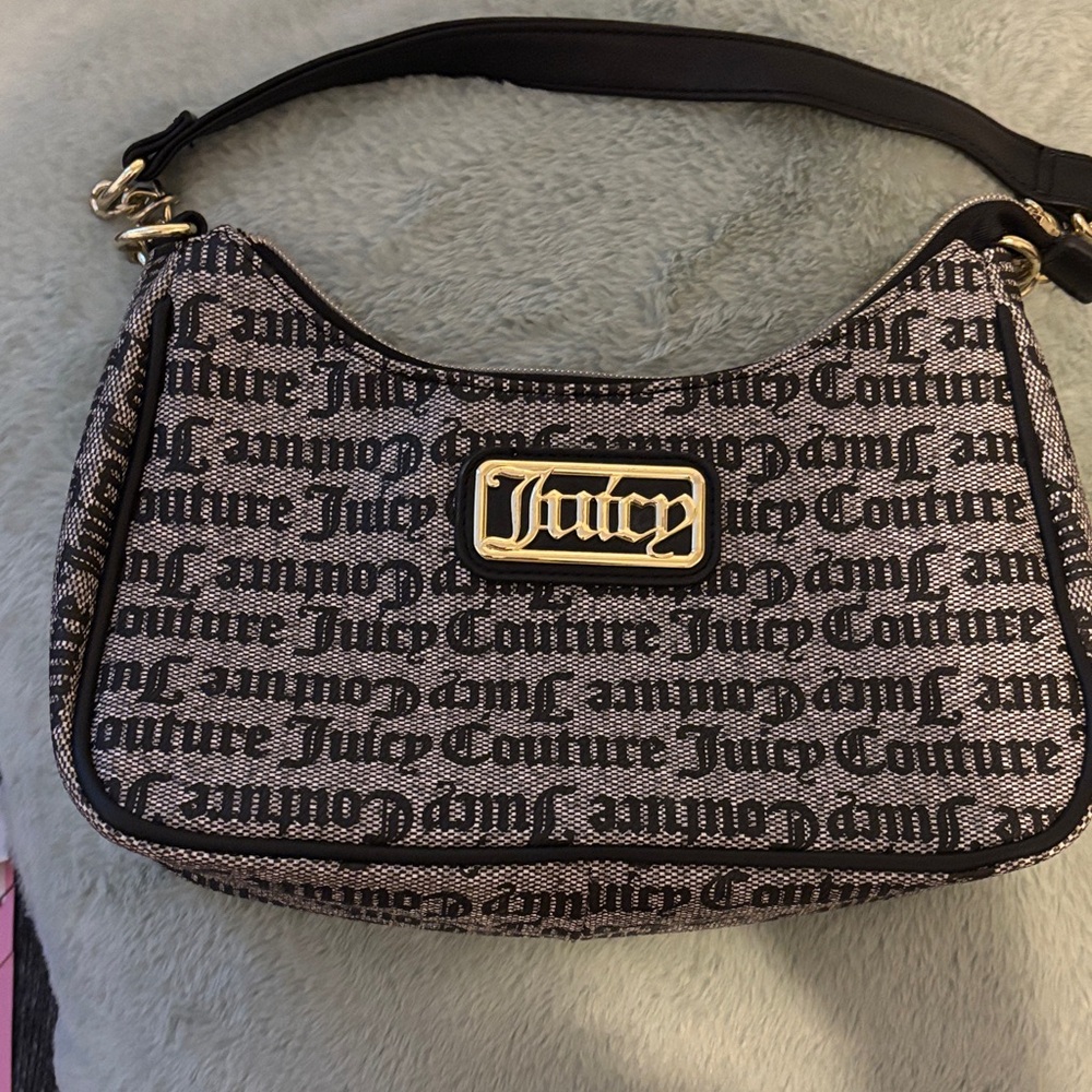 Juicy Couture Black and Cream Monogram Shoulder Bag